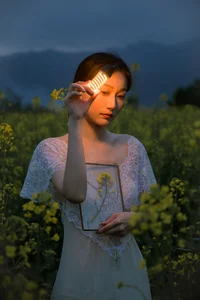 Ethereal Beauty: Xiao Yue Amidst Rapeseed Blooms in Art Language Vol.8948 - image 1