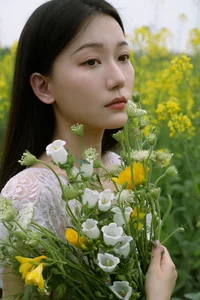 Ethereal Beauty: Xiao Yue Amidst Rapeseed Blooms in Art Language Vol.8948 - image 22