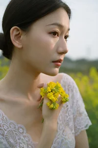 Ethereal Beauty: Xiao Yue Amidst Rapeseed Blooms in Art Language Vol.8948 - image 34