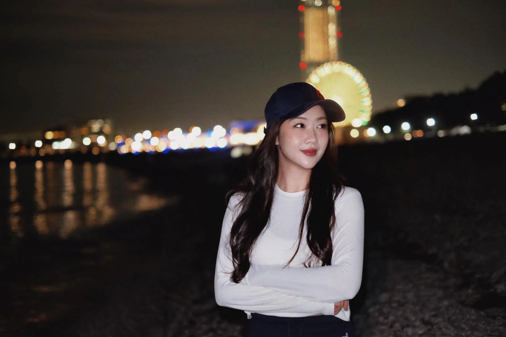 Dreamy Sunset by the Sea: Young Woman Relaxing and Gazing