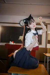Coser Sakurai Ningning Transforms into JK Nekomimi Part02: Captivating Schoolgirl Charm - image 9