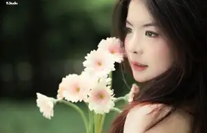 VGU No.167: Captivating Pure Beauty: A Gentle Young Woman and Flowers in Nature - image 1