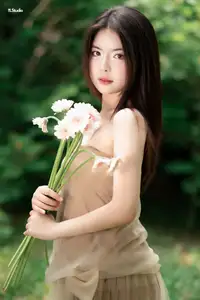 VGU No.167: Captivating Pure Beauty: A Gentle Young Woman and Flowers in Nature - image 5