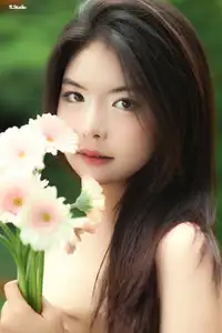 VGU No.167: Captivating Pure Beauty: A Gentle Young Woman and Flowers in Nature - image 2