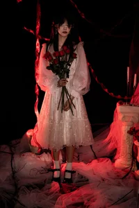 Elegant Red Dream Lolita Fashion Photography - YiTuYu Art Language Vol.9098 featuring Model A Tang - image 1