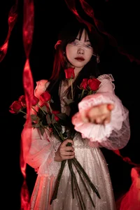 Elegant Red Dream Lolita Fashion Photography - YiTuYu Art Language Vol.9098 featuring Model A Tang - image 9