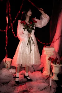 Elegant Red Dream Lolita Fashion Photography - YiTuYu Art Language Vol.9098 featuring Model A Tang - image 0