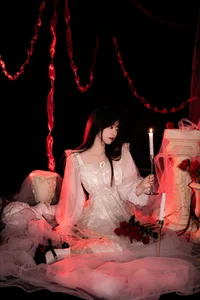 Elegant Red Dream Lolita Fashion Photography - YiTuYu Art Language Vol.9098 featuring Model A Tang - image 17