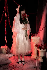 Elegant Red Dream Lolita Fashion Photography - YiTuYu Art Language Vol.9098 featuring Model A Tang - image 15