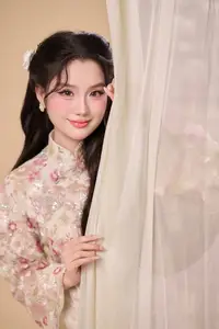 Graceful Vietnamese Woman Unveiled: Elegant Modern Ao Dai with Intricate Floral Patterns - image 15