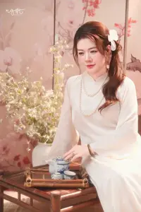 Graceful Asian Woman: Elegant Traditional Beauty in a Serene Tea Ceremony Moment. - image 6