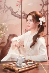 Graceful Asian Woman: Elegant Traditional Beauty in a Serene Tea Ceremony Moment. - image 1