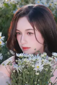 Enchanting Muse in White Chrysanthemum Field: A Portrait of Grace and Natural Beauty. - image 5