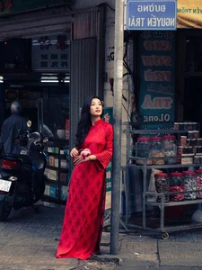Lan Thy exudes cinematic elegance in a stunning red Ao Dai - image 5