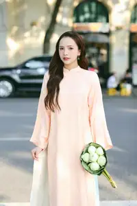 Elegant Vietnamese Beauty in Ao Dai by the Lake  A Glimpse of Hanoi's Serene Charm 1000025296 - image 9