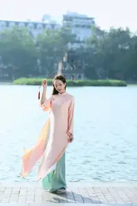 Elegant Vietnamese Beauty in Ao Dai by the Lake  A Glimpse of Hanoi's Serene Charm 1000025296 - image 12