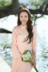Elegant Vietnamese Beauty in Ao Dai by the Lake  A Glimpse of Hanoi's Serene Charm 1000025296 - image 5