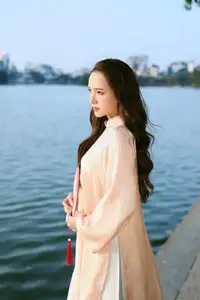 Elegant Vietnamese Beauty in Ao Dai by the Lake  A Glimpse of Hanoi's Serene Charm 1000025296 - image 16