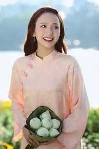 Elegant Vietnamese Beauty in Ao Dai by the Lake  A Glimpse of Hanoi's Serene Charm 1000025296 - image 11