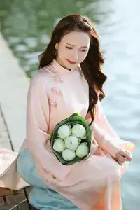 Elegant Vietnamese Beauty in Ao Dai by the Lake  A Glimpse of Hanoi's Serene Charm 1000025296 - image 4