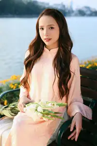 Elegant Vietnamese Beauty in Ao Dai by the Lake  A Glimpse of Hanoi's Serene Charm 1000025296 - image 14
