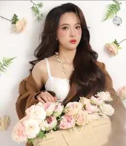 VGU No.177: Elegant Muse: Alluring Beauty in Brown Blazer & White Lace Amidst a Dreamy Floral Setting - image 2
