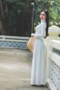 Elegant Vietnamese Woman in White Ao Dai: A Portrait of Traditional Grace and Conical Hat - image 0