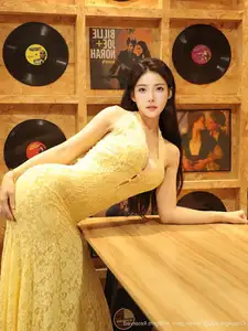 XiuRen No.10715: Li Shuang Er The Yellow Lace Dress Goddess, Pure Allure Amidst Vintage Charm - image 8