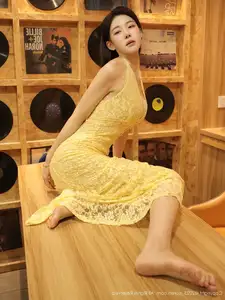 XiuRen No.10715: Li Shuang Er The Yellow Lace Dress Goddess, Pure Allure Amidst Vintage Charm - image 31