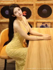 XiuRen No.10715: Li Shuang Er The Yellow Lace Dress Goddess, Pure Allure Amidst Vintage Charm - image 25