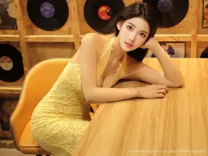 XiuRen No.10715: Li Shuang Er The Yellow Lace Dress Goddess, Pure Allure Amidst Vintage Charm - image 20