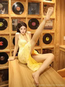XiuRen No.10715: Li Shuang Er The Yellow Lace Dress Goddess, Pure Allure Amidst Vintage Charm - image 7