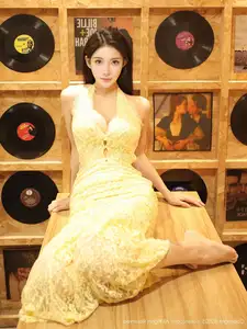 XiuRen No.10715: Li Shuang Er The Yellow Lace Dress Goddess, Pure Allure Amidst Vintage Charm - image 4