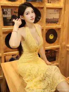XiuRen No.10715: Li Shuang Er The Yellow Lace Dress Goddess, Pure Allure Amidst Vintage Charm - image 36