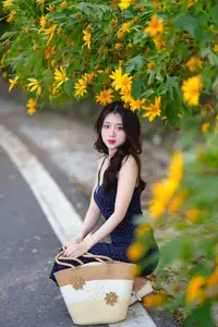 Elegant Asian Girl Portrait with Golden Flowers in Afternoon Sun 1000024552 - image 16