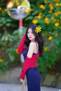 Elegant Asian Girl Portrait with Golden Flowers in Afternoon Sun 1000024552 - image 7