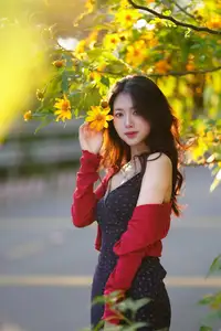 Elegant Asian Girl Portrait with Golden Flowers in Afternoon Sun 1000024552 - image 8