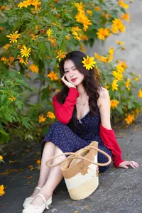 Elegant Asian Girl Portrait with Golden Flowers in Afternoon Sun 1000024552 - image 10