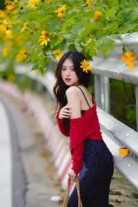 Elegant Asian Girl Portrait with Golden Flowers in Afternoon Sun 1000024552 - image 17