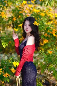 Elegant Asian Girl Portrait with Golden Flowers in Afternoon Sun 1000024552 - image 13