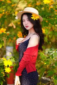 Elegant Asian Girl Portrait with Golden Flowers in Afternoon Sun 1000024552 - image 12