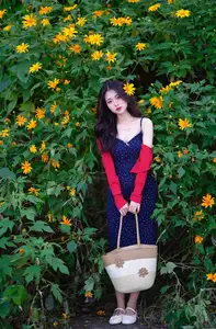 Elegant Asian Girl Portrait with Golden Flowers in Afternoon Sun 1000024552 - image 18