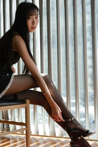 Elegant IESS Collection: Tuan Tuan in Shining Black Silk Stockings Photography - image 62