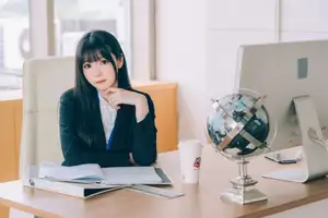 Unveiling Shimo's Secret Office: Coser 霜月shimo's Alluring Office Worker Charm (Part01) - image 9