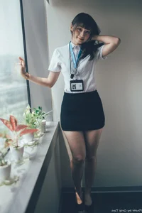 Sophisticated Office Lady Fashion: Ruoying in Elegant White Blouse, Black Pencil Skirt, and Sheer Stockings for a Professional Corporate Look - image 41