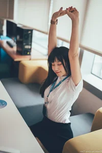 Sophisticated Office Lady Fashion: Ruoying in Elegant White Blouse, Black Pencil Skirt, and Sheer Stockings for a Professional Corporate Look - image 14