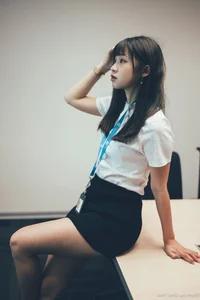 Sophisticated Office Lady Fashion: Ruoying in Elegant White Blouse, Black Pencil Skirt, and Sheer Stockings for a Professional Corporate Look - image 42