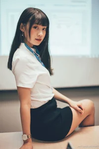 Sophisticated Office Lady Fashion: Ruoying in Elegant White Blouse, Black Pencil Skirt, and Sheer Stockings for a Professional Corporate Look - image 7