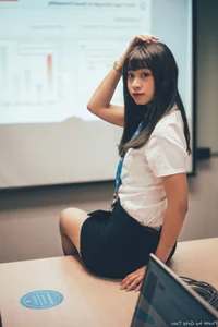 Sophisticated Office Lady Fashion: Ruoying in Elegant White Blouse, Black Pencil Skirt, and Sheer Stockings for a Professional Corporate Look - image 3