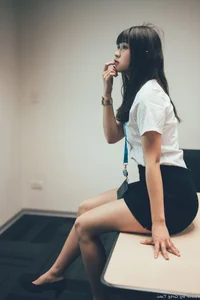 Sophisticated Office Lady Fashion: Ruoying in Elegant White Blouse, Black Pencil Skirt, and Sheer Stockings for a Professional Corporate Look - image 10